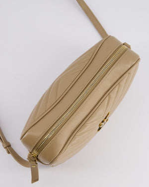 Saint Laurent Lou Camera Bag in Beige Chevron Matelassé Leather with Gold Hardware RRP £1,350