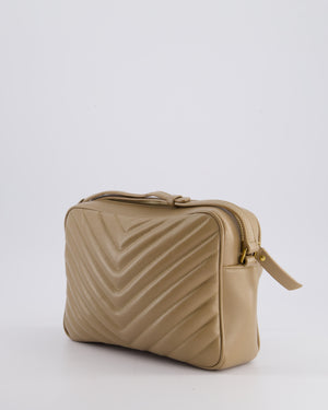 Saint Laurent Lou Camera Bag in Beige Chevron Matelassé Leather with Gold Hardware RRP £1,350