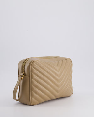 Saint Laurent Lou Camera Bag in Beige Chevron Matelassé Leather with Gold Hardware RRP £1,350