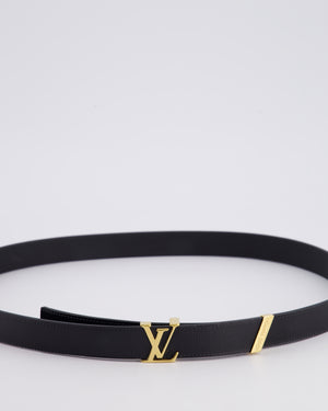 Louis Vuitton LV Initials Black Leather Belt with Gold LV Logo Size 80