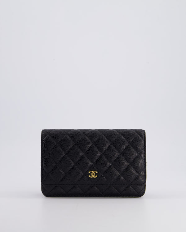 Chanel Black Wallet on Chain Bag in Caviar Leather with Gold Hardware