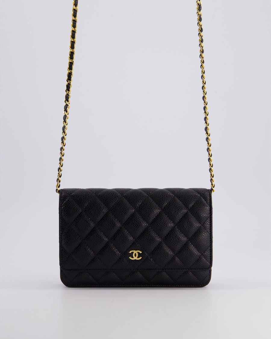 Chanel Black Wallet on Chain Bag in Caviar Leather with Gold Hardware