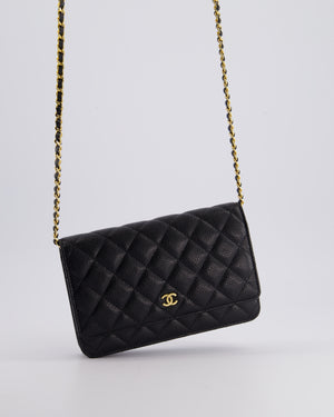 Chanel Black Wallet on Chain Bag in Caviar Leather with Gold Hardware