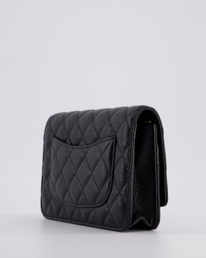 Chanel Black Wallet on Chain Bag in Caviar Leather with Gold Hardware