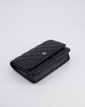 Chanel Black Wallet on Chain Bag in Caviar Leather with Gold Hardware