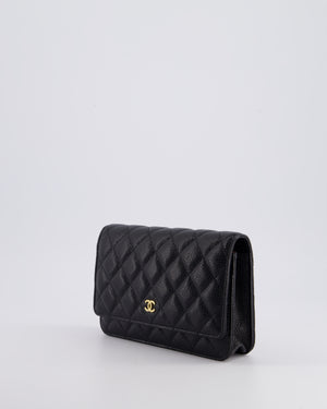 Chanel Black Wallet on Chain Bag in Caviar Leather with Gold Hardware