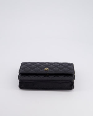 Chanel Black Wallet on Chain Bag in Caviar Leather with Gold Hardware