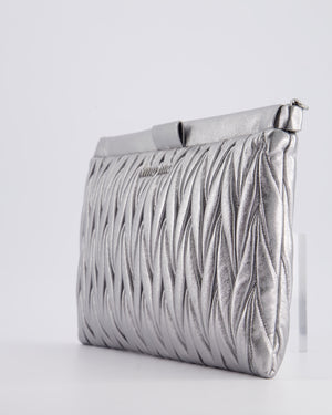 Miu Miu Metallic Wander Matelassé Nappa Leather Clutch On Chain Bag with Silver Hardware