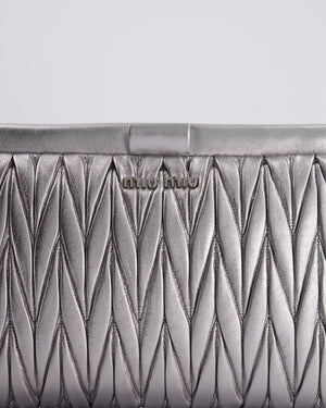 Miu Miu Metallic Wander Matelassé Nappa Leather Clutch On Chain Bag with Silver Hardware