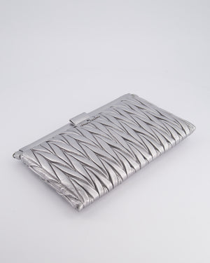 Miu Miu Metallic Wander Matelassé Nappa Leather Clutch On Chain Bag with Silver Hardware