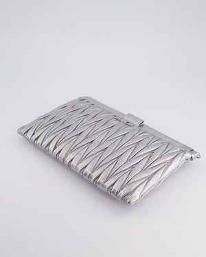 Miu Miu Metallic Wander Matelassé Nappa Leather Clutch On Chain Bag with Silver Hardware