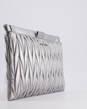 Miu Miu Metallic Wander Matelassé Nappa Leather Clutch On Chain Bag with Silver Hardware