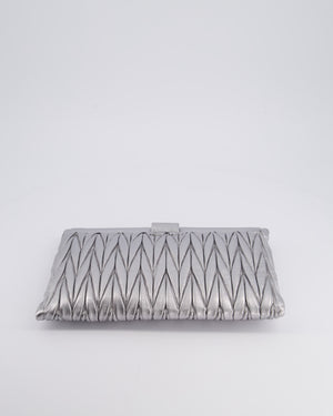 Miu Miu Metallic Wander Matelassé Nappa Leather Clutch On Chain Bag with Silver Hardware