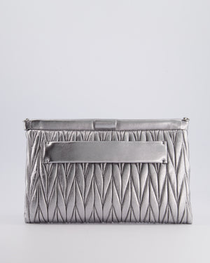 Miu Miu Metallic Wander Matelassé Nappa Leather Clutch On Chain Bag with Silver Hardware