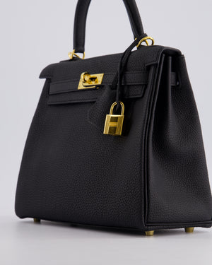 *FIRE PRICE* Hermès Kelly 25cm Retourne Bag in Noir Togo Leather with Gold Hardware