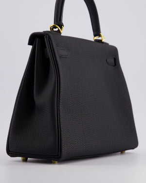 *FIRE PRICE* Hermès Kelly 25cm Retourne Bag in Noir Togo Leather with Gold Hardware