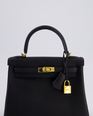 *FIRE PRICE* Hermès Kelly 25cm Retourne Bag in Noir Togo Leather with Gold Hardware