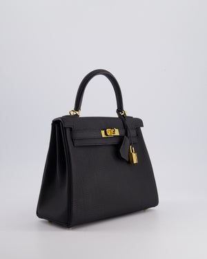 *FIRE PRICE* Hermès Kelly 25cm Retourne Bag in Noir Togo Leather with Gold Hardware