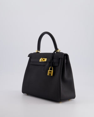 *FIRE PRICE* Hermès Kelly 25cm Retourne Bag in Noir Togo Leather with Gold Hardware