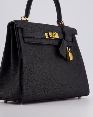 *FIRE PRICE* Hermès Kelly 25cm Retourne Bag in Noir Togo Leather with Gold Hardware