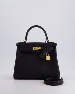 *FIRE PRICE* Hermès Kelly 25cm Retourne Bag in Noir Togo Leather with Gold Hardware