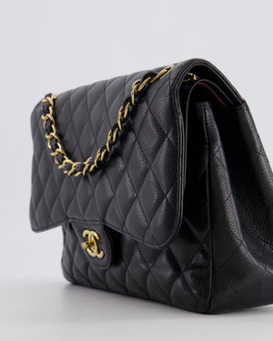 Chanel Black Jumbo Classic Double Flap Bag in Caviar Leather with Gold Hardware RRP £9,540