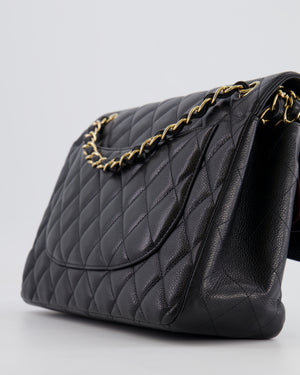 Chanel Black Jumbo Classic Double Flap Bag in Caviar Leather with Gold Hardware RRP £9,540