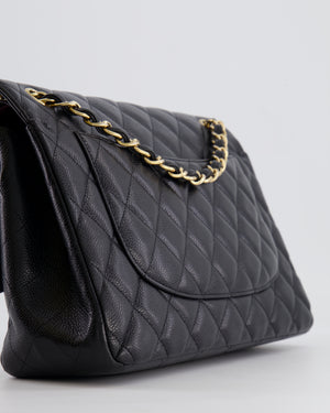 Chanel Black Jumbo Classic Double Flap Bag in Caviar Leather with Gold Hardware RRP £9,540