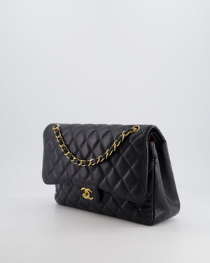 Chanel Black Jumbo Classic Double Flap Bag in Caviar Leather with Gold Hardware RRP £9,540