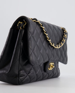 Chanel Black Jumbo Classic Double Flap Bag in Caviar Leather with Gold Hardware RRP £9,540