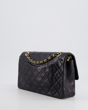 Chanel Vintage Black Medium Classic Double Flap Bag in Lambskin Leather with 24K Gold Hardware