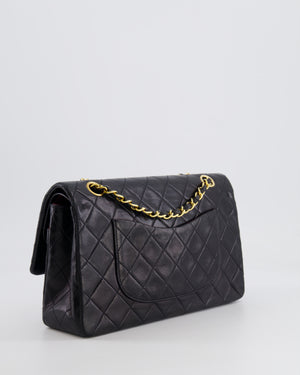 Chanel Vintage Black Medium Classic Double Flap Bag in Lambskin Leather with 24K Gold Hardware