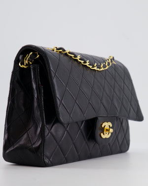 Chanel Vintage Black Medium Classic Double Flap Bag in Lambskin Leather with 24K Gold Hardware