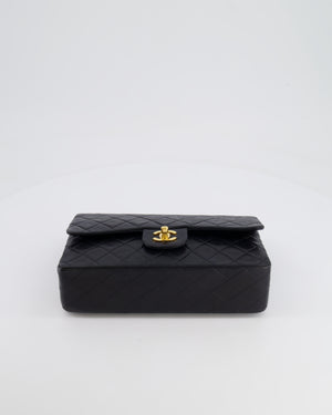 Chanel Vintage Black Medium Classic Double Flap Bag in Lambskin Leather with 24K Gold Hardware