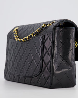 Chanel Vintage Black Medium Classic Single Flap Bag in Lambskin Leather with 24K Gold Hardware