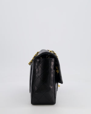 Chanel Vintage Black Medium Classic Single Flap Bag in Lambskin Leather with 24K Gold Hardware