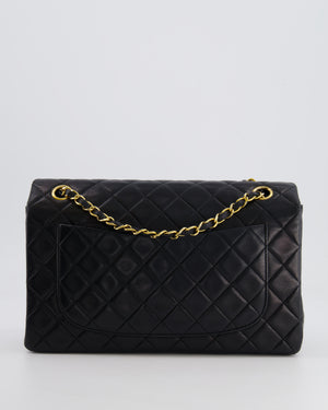 Chanel Vintage Black Medium Classic Single Flap Bag in Lambskin Leather with 24K Gold Hardware