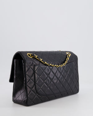 Chanel Vintage Black Medium Classic Single Flap Bag in Lambskin Leather with 24K Gold Hardware