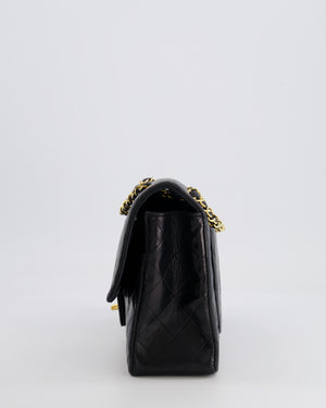 Chanel Vintage Black Medium Classic Single Flap Bag in Lambskin Leather with 24K Gold Hardware