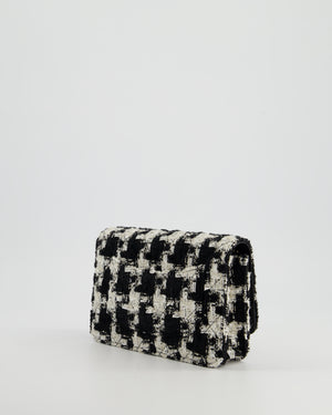 *HOT* Chanel Black 
White Houndstooth Wallet on Chain Bag in Tweed with Champagne Gold Hardware