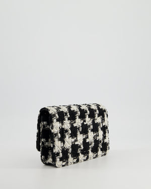 *HOT* Chanel Black 
White Houndstooth Wallet on Chain Bag in Tweed with Champagne Gold Hardware