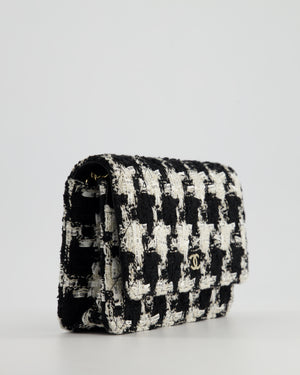 *HOT* Chanel Black 
White Houndstooth Wallet on Chain Bag in Tweed with Champagne Gold Hardware