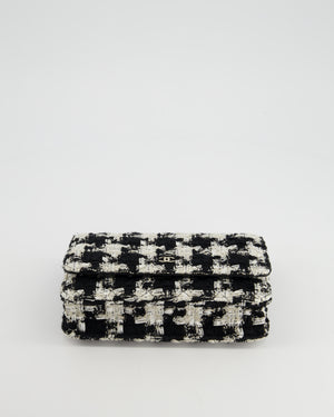 *HOT* Chanel Black 
White Houndstooth Wallet on Chain Bag in Tweed with Champagne Gold Hardware