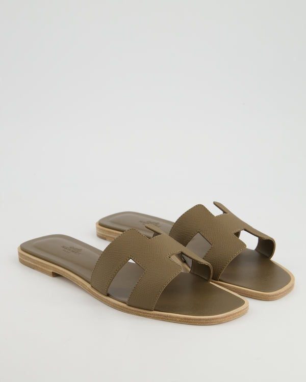 Hermès Etoupe Oran Sandal in Epsom Leather Size EU 39