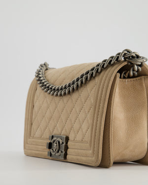 *FIRE PRICE* Chanel Medium Beige Boy Bag in Nubuck Leather with Ruthenium Hardware