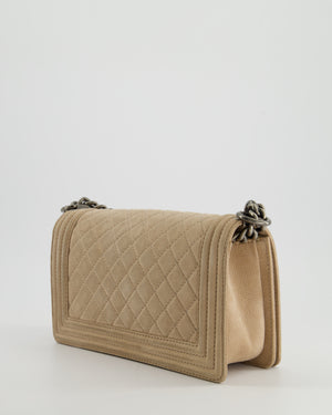 *FIRE PRICE* Chanel Medium Beige Boy Bag in Nubuck Leather with Ruthenium Hardware