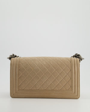 *FIRE PRICE* Chanel Medium Beige Boy Bag in Nubuck Leather with Ruthenium Hardware