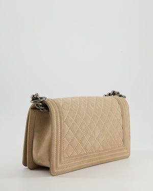 *FIRE PRICE* Chanel Medium Beige Boy Bag in Nubuck Leather with Ruthenium Hardware