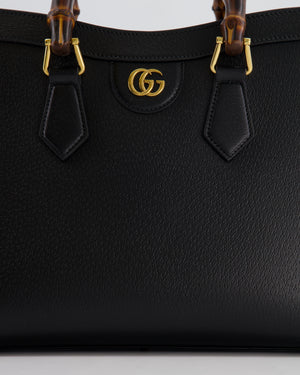 Gucci Black Diana Small Tote Leather Bag with Shiny Antique Gold Hardware 
Bamboo Handle RRP £3,170