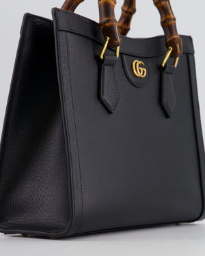 Gucci Black Diana Small Tote Leather Bag with Shiny Antique Gold Hardware 
Bamboo Handle RRP £3,170